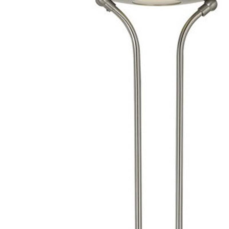 HomeRoots 71" Nickel Led Torchiere Floor Lamp With Nickel Dome Shade - 70.8" x 11.5" x 11.5"