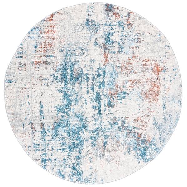 SAFAVIEH Tulum Collection TUL232C Modern Abstract Non-Shedding Living Room Bedroom Dining Home Office Area Rug 6'7 x 6'7 Square Ivory Dark Blue SAFAVIEH Tulum Collection TUL232C Modern Abstract Non-Shedding Living Room Bedroom Dining Home Office Area Rug 6'7 x 6'7 Square Ivory Dark Blue