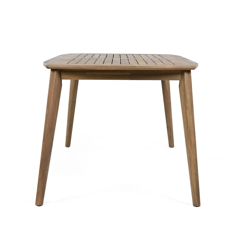 Wood Dining Table 8-Person Outdoor Table, Farmhouse Furniture for Patio, Garden, Backyard, Teak 180 LBS Weight Capacity 72"L