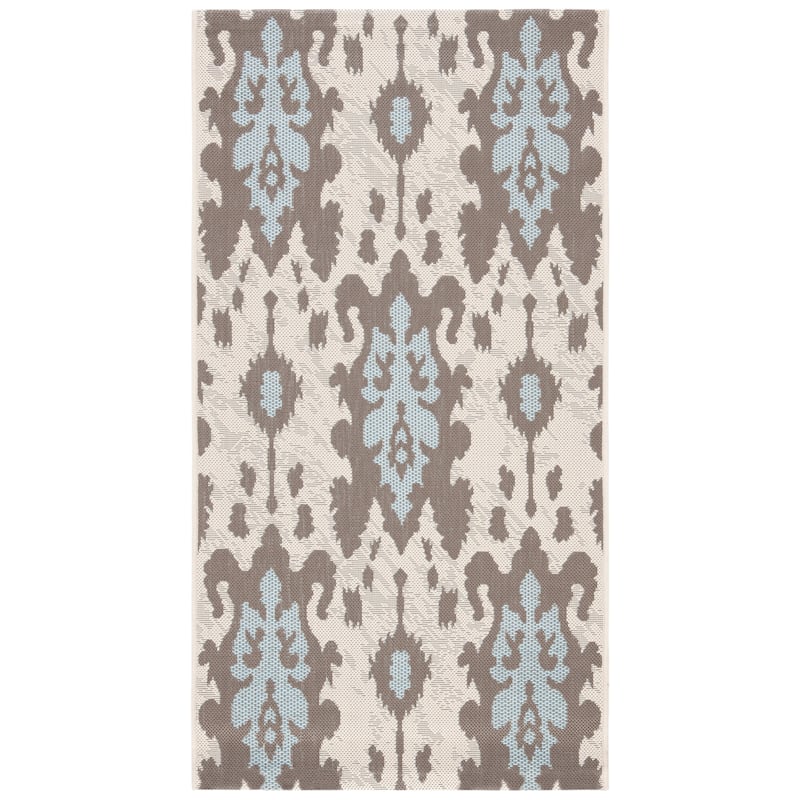 SAFAVIEH Courtyard Louann Indoor/ Outdoor Waterproof Patio Backyard Rug - 2' x 3'7" - Beige Dark Beige/Aqua Weft
