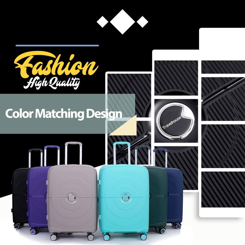 Durable Polypropylene Hardshell Suitcase Set with 360° Spinner Wheels & TSA Lock (20/24/28)