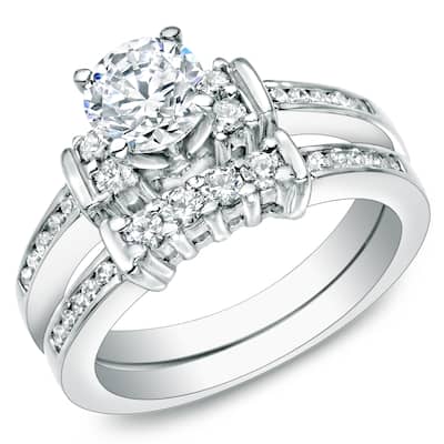 Auriya 1 CTW Round Diamond Engagement Ring Set Three-Stone Style 14k Gold