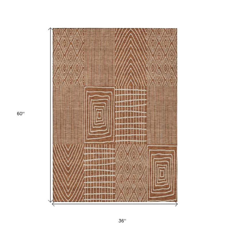 HomeRoots Geometric Transitional Rectangle Outdoor Rug