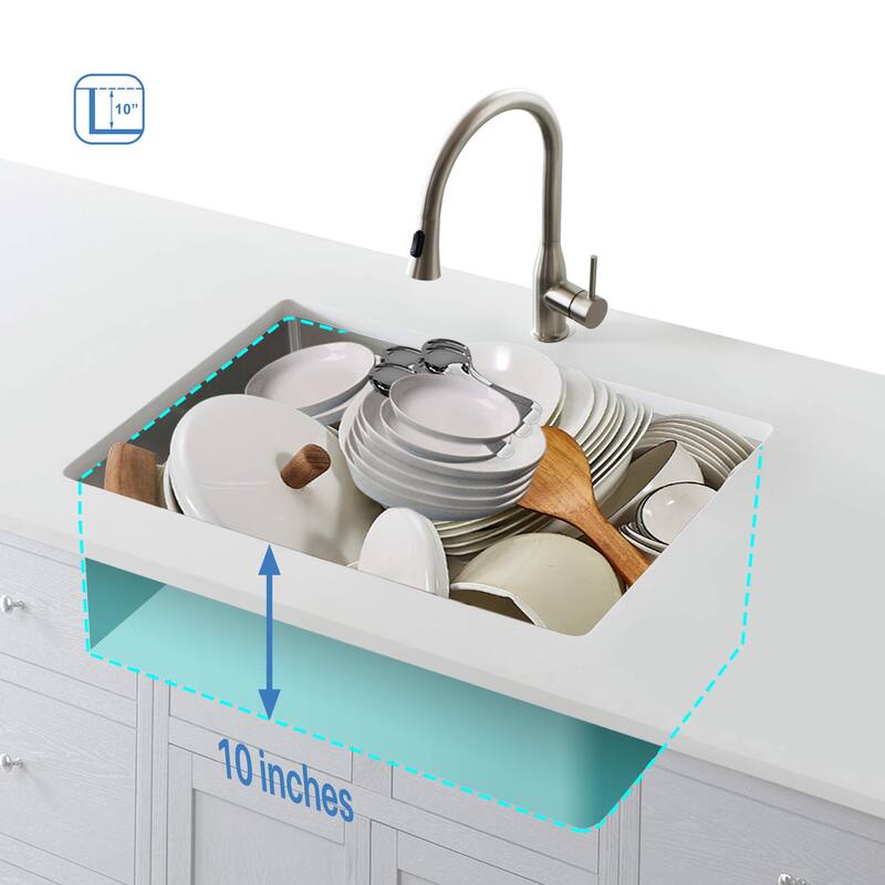 27" Handcrafted 316 Stainless Steel Single Bowl Workstation Undermount Kitchen Sink