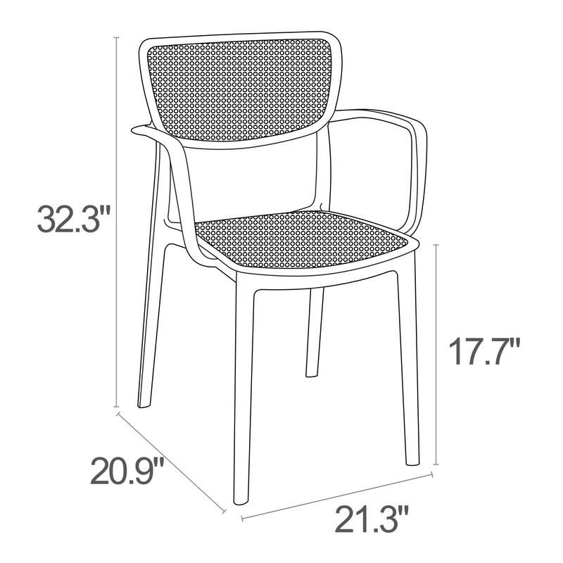 33" Taupe Brown Stackable Patio Dining Arm Chair