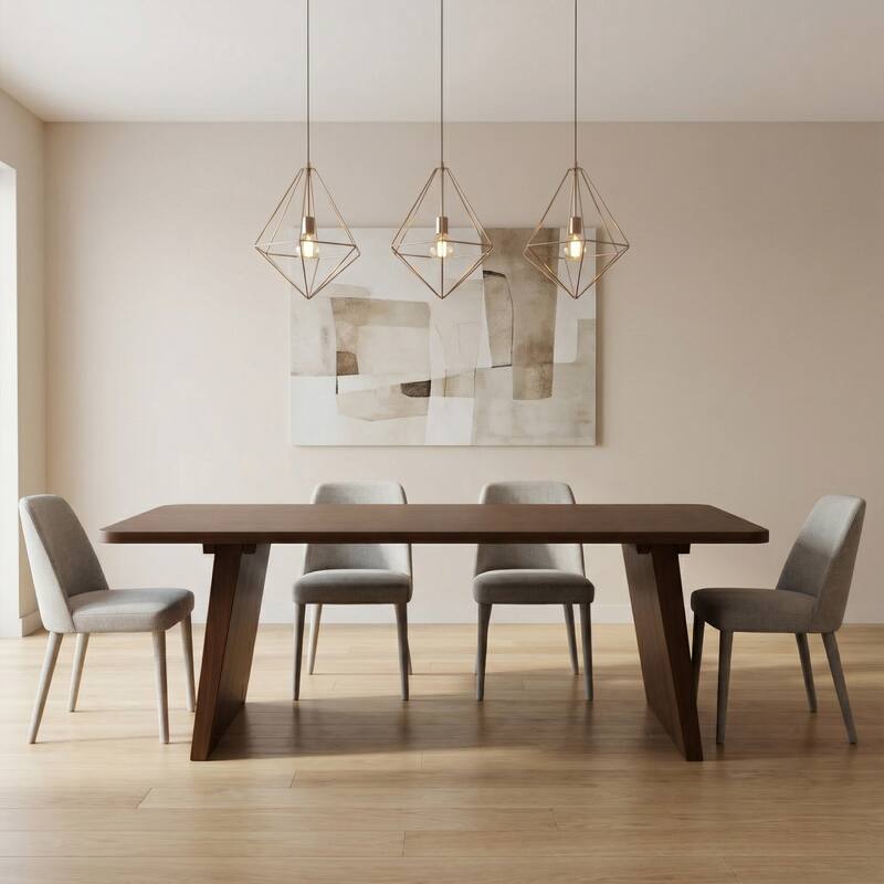 Solid Wood Square Dining Table for 8 People Nordic style - 79*36 - Walnut