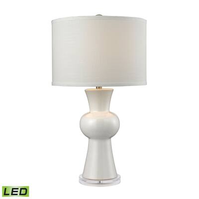Elk Home White Ceramic Gloss White With White Shade 1 Light Table Lamp