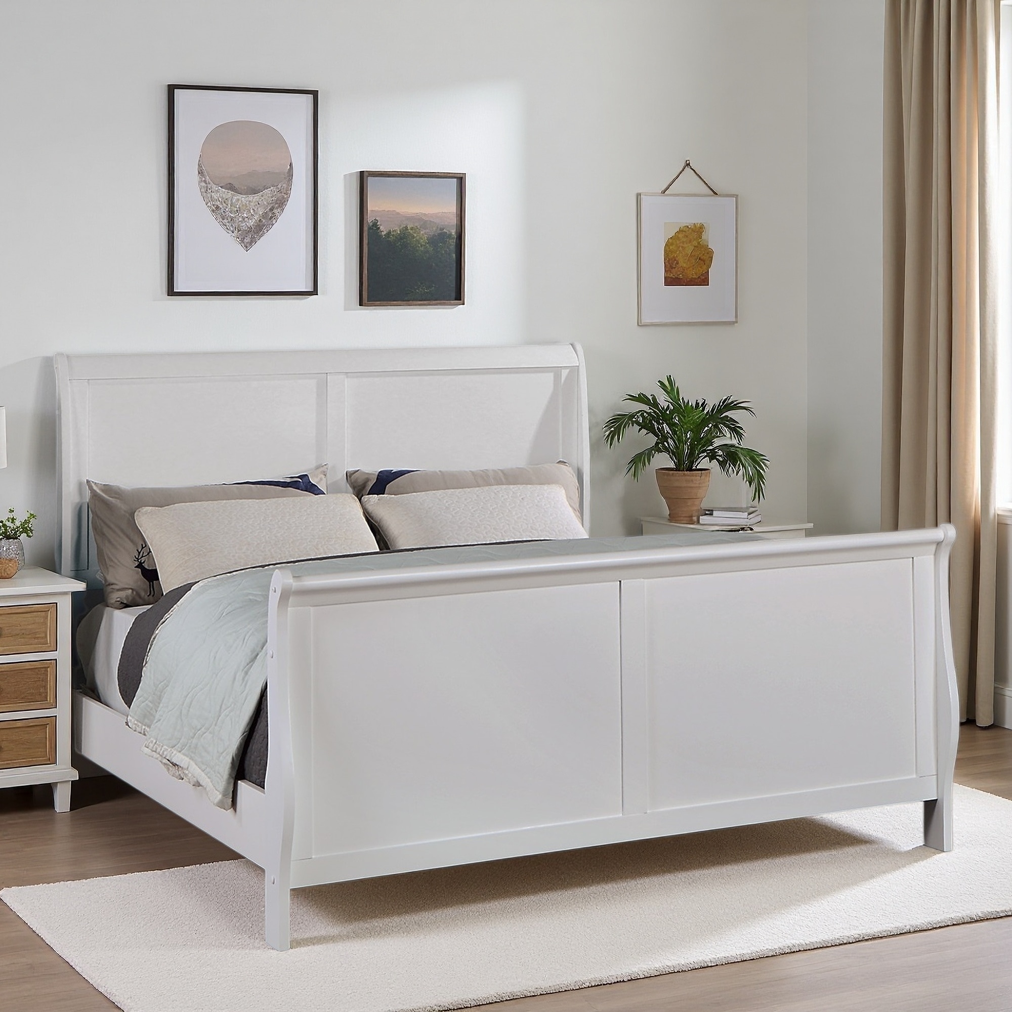 Plywood Sleigh Bed with Headboard and Footboard