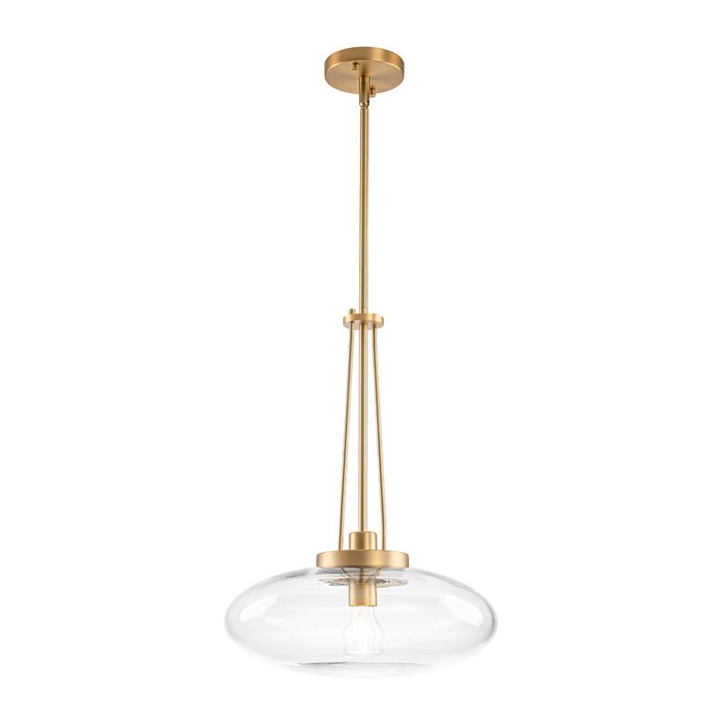 1-Light Matte Black/Brushed Brass Industrial Modern Glass Pendant Light with Swivel Head for Dining Bar & Bedroom