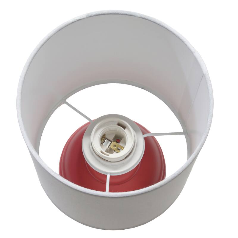Mini Classic Jar Ceramic Table Lamp with White Drum Shade - 19.5" - Red