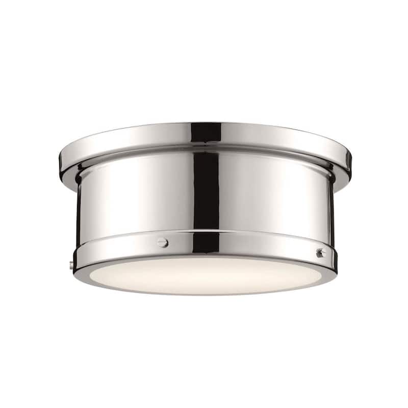 Kichler 52540 Serca 2 Light 14" Wide Flush Mount Drum Ceiling Fixture - Polished Nickel