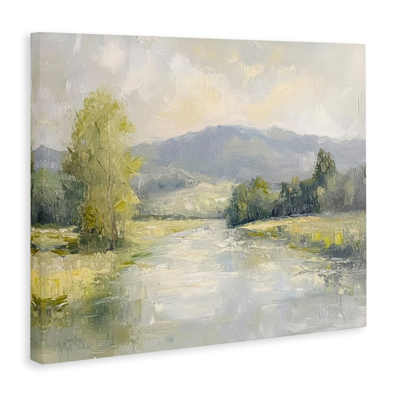 Stupell Abstract River & Mountain Scene Canvas Wall Art Design By Petal Prints Design