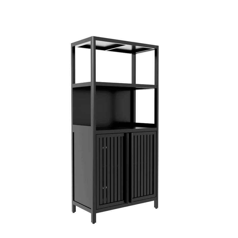 Versatile Bamboo Storage Solution: 2-Door Floor Cabinet for Bathroom, Kitchen & Entryway‌