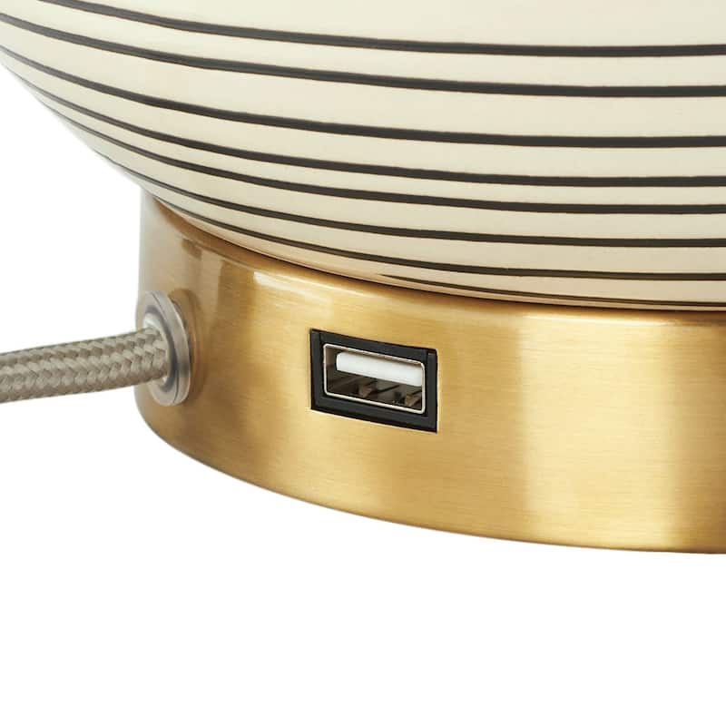 SAFAVIEH Lighting Kremp 23" Table Lamp W/ USB - 14"W x 14"D x 23"H