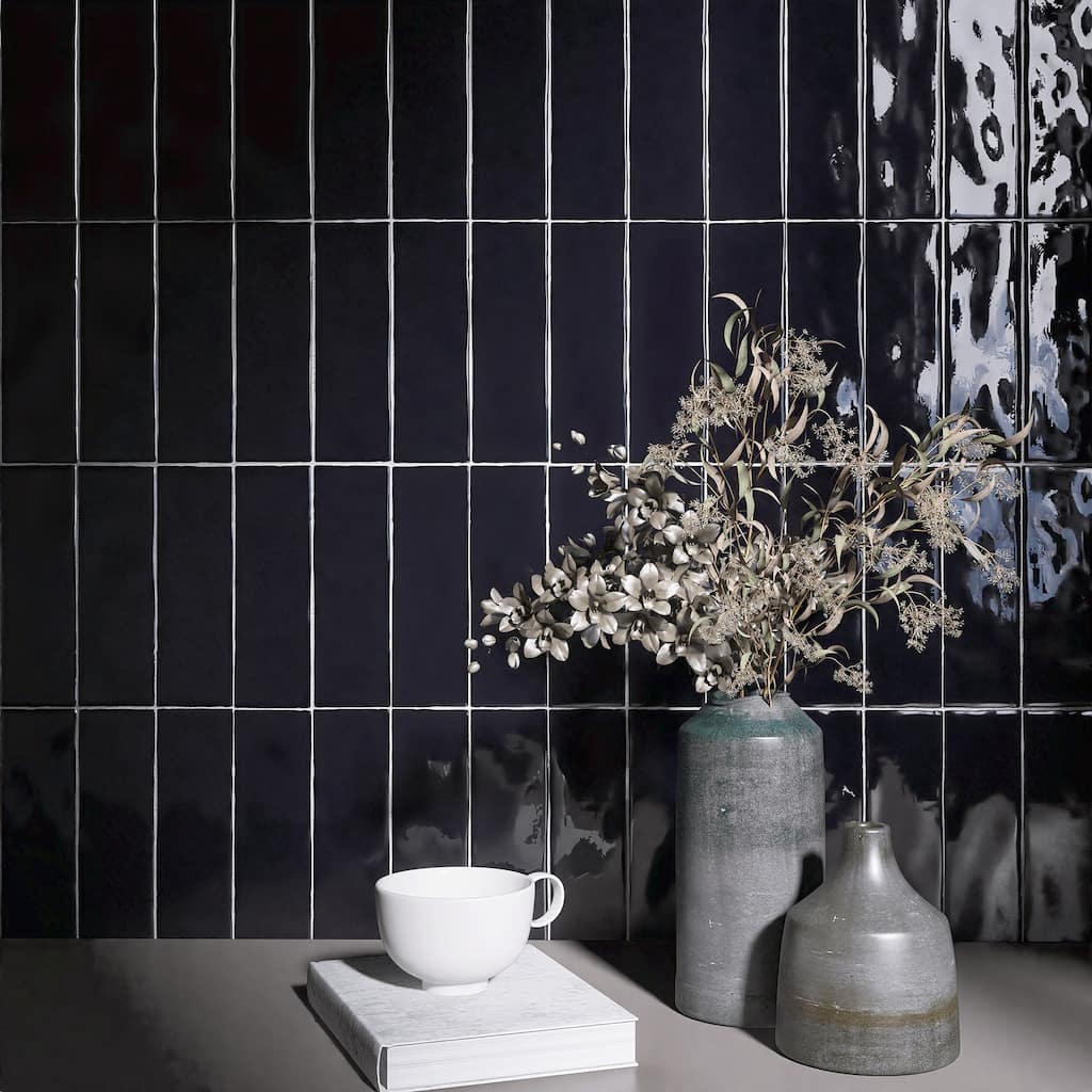 TileGen. Borgo 2.6" x 7.9" Porcelain in Noir Black Wall & Floor Tile (56 tiles/7.76 sqft.)