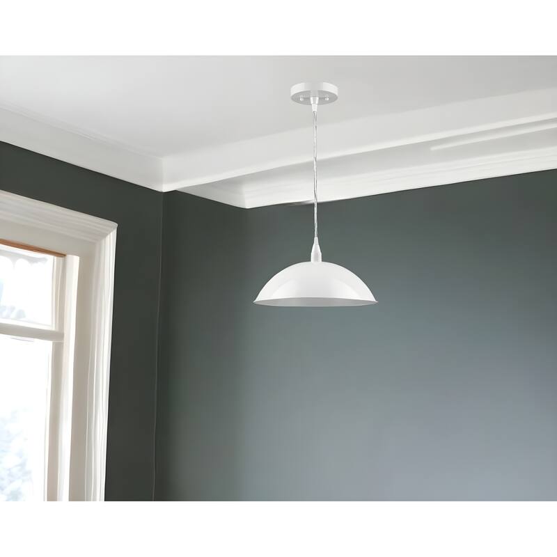 HomeRoots White Metal Hanging Light with Dome Shade - 12' X '5.5' X '12 - 12' X '5.5' X '12