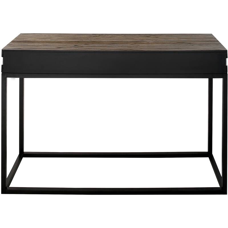 Brown Wood Rectangular Console Table with Black Iron Frame Base - 47.2” L x 15.7” W x 29.5” H