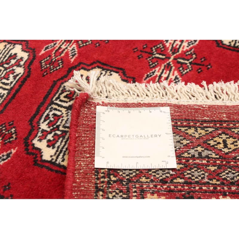 ECARPETGALLERY Hand-knotted Peshawar Bokhara Red Wool Rug - 4'2 x 5'11