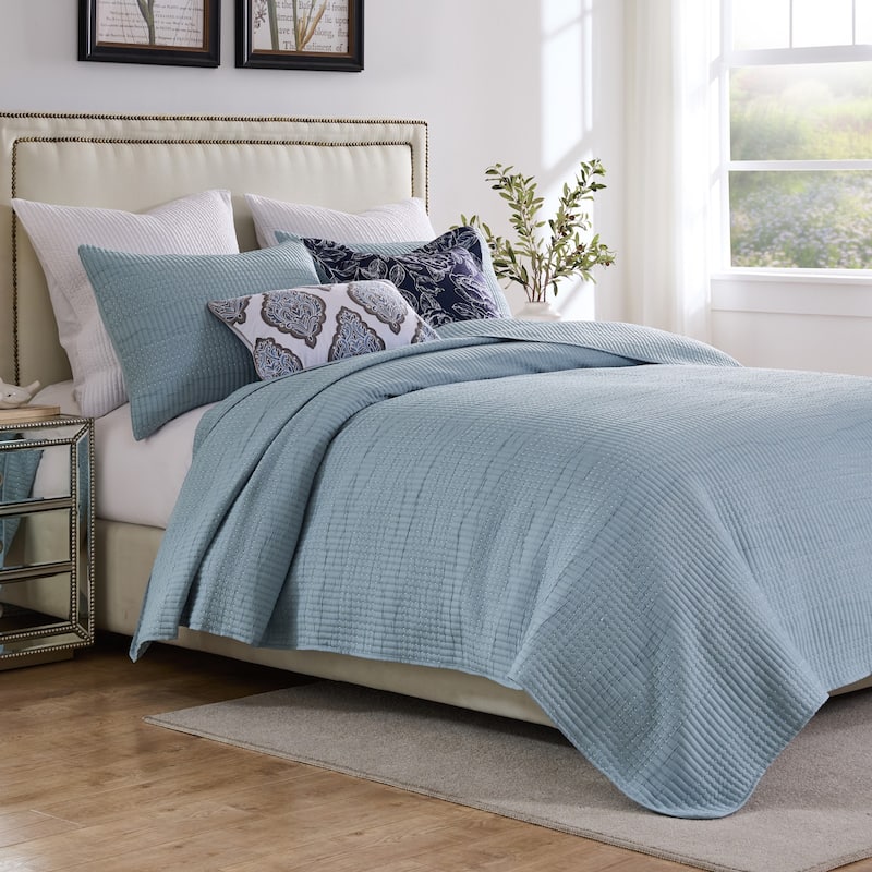 Greenland Home Textured Fashion Finely Stitched Quilted Coverlet Set