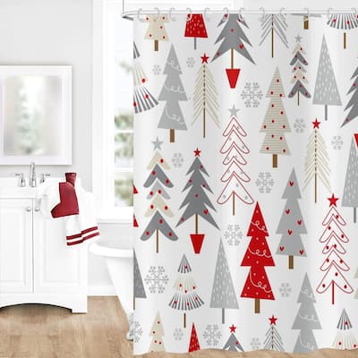 Christmas Tree Shower Curtain, 72" x 72", Waterproof Fabric Decor