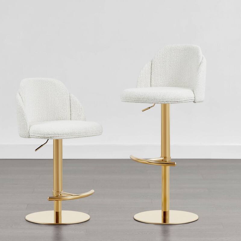 Spruce & Spring Joseph Modern Adjustable Swivel Counter Bar Stools with Back and Arched Footrest