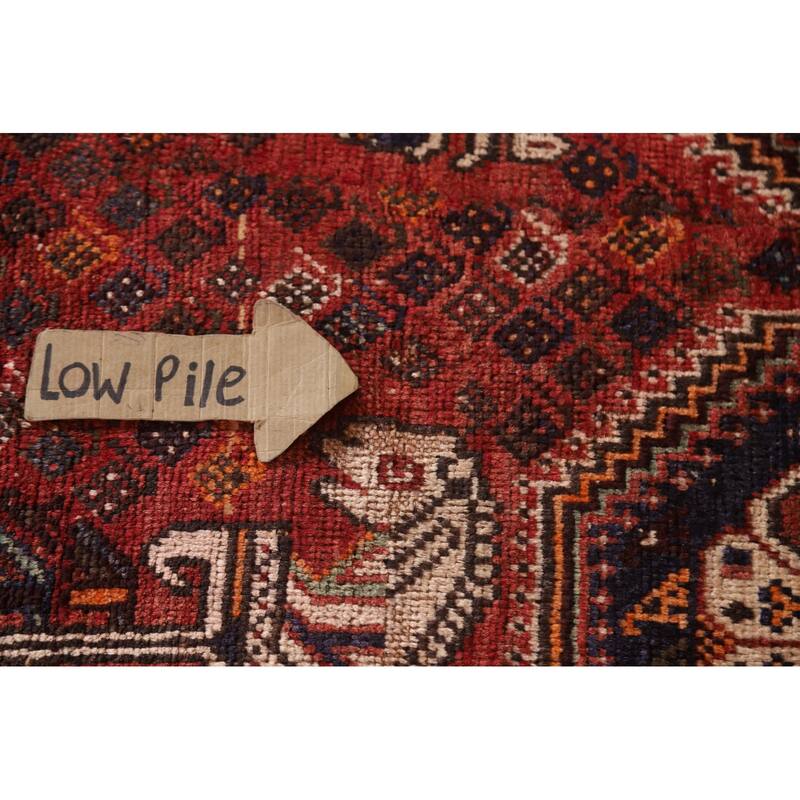 Red Shiraz Persian Vintage Area Rug Handmade Wool Carpet - 5'0"x 8'0"