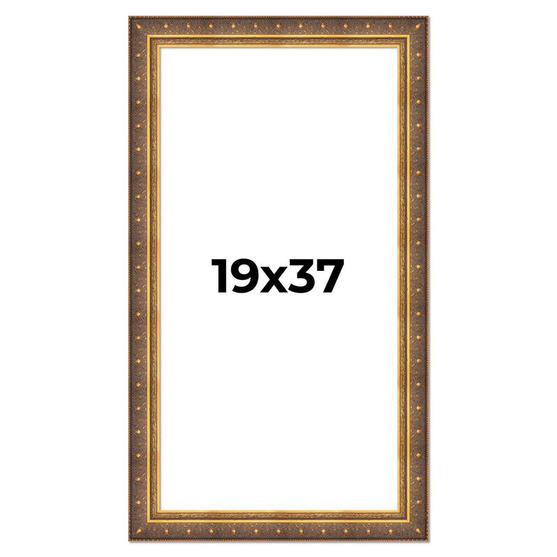 19x37 Frame Vintage Gold Solid Wood Picture Frame | 2.5 Inch Moulding