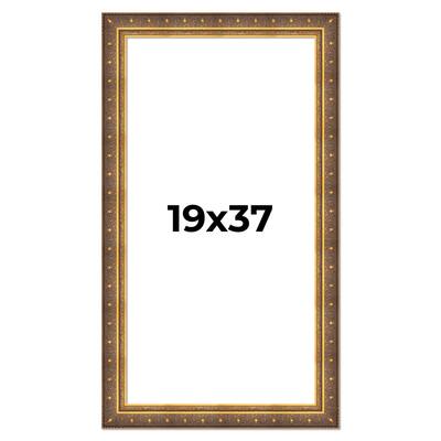 19x37 Frame Vintage Gold Solid Wood Picture Frame | 2.5 Inch Moulding