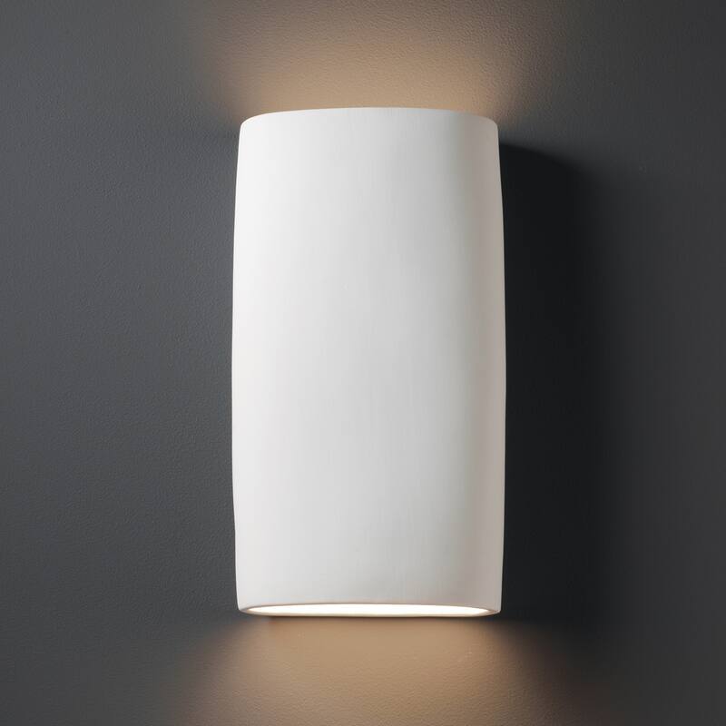 Justice Design Group Ambiance Really ADA Big Cylinder Bisque Open Top & Bottom Wall Sconce