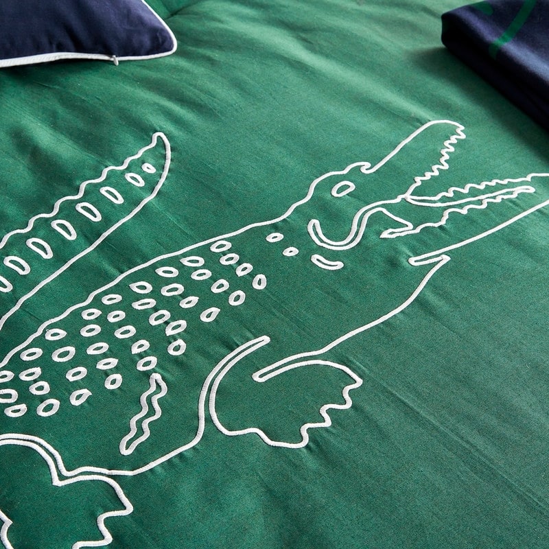Lacoste Embroidered Big Croc 3-Piece Cotton Comforter Set