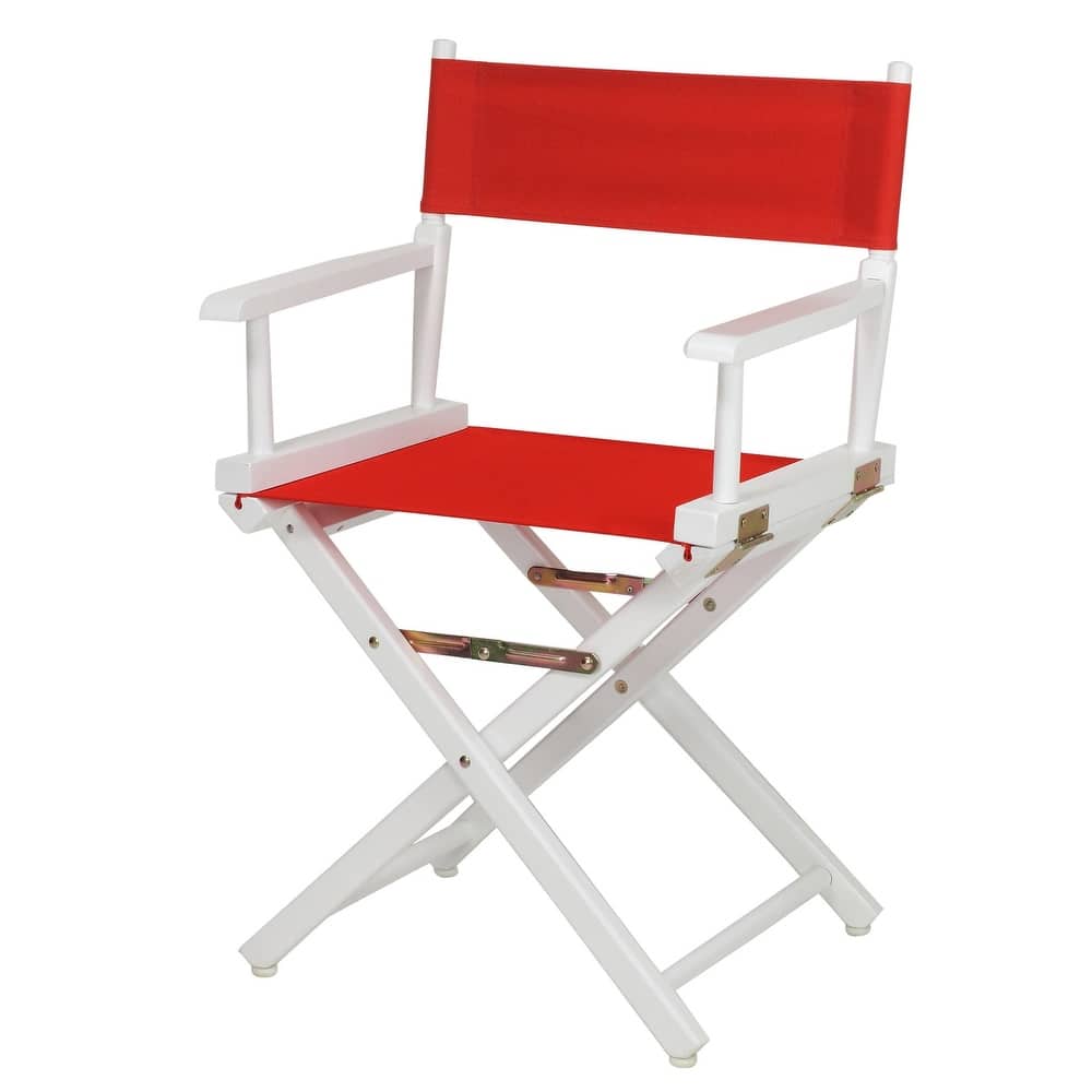 White Frame 18-inch Director's Chair - 33.75"h x 21.75"w x 17"d - 33.75"h x 21.75"w x 17"d