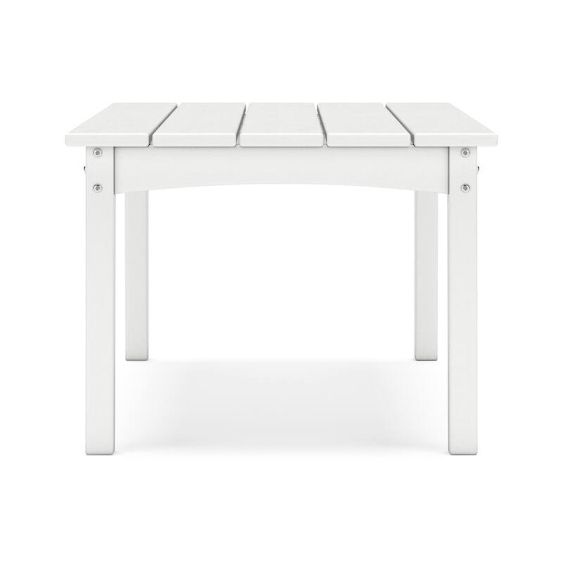 Fini 44 Inch Outdoor Coffee Table, Slatted Top, Modern Style, White Finish