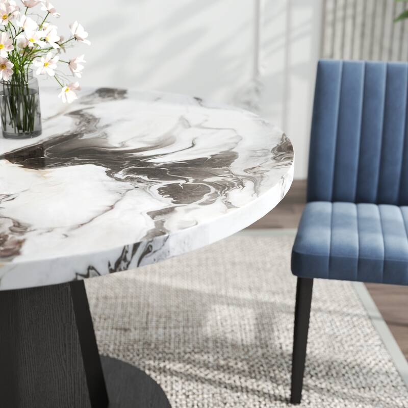 Roundhill Furniture Cavira 5-Piece Round Modern Dining Set