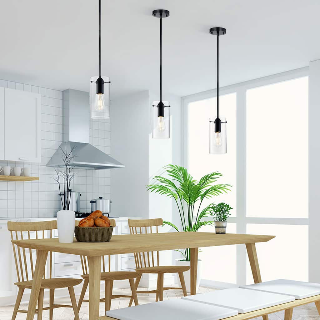CO-Z Farmhouse Clear Glass Pendant Ceiling Light Fixture - Black