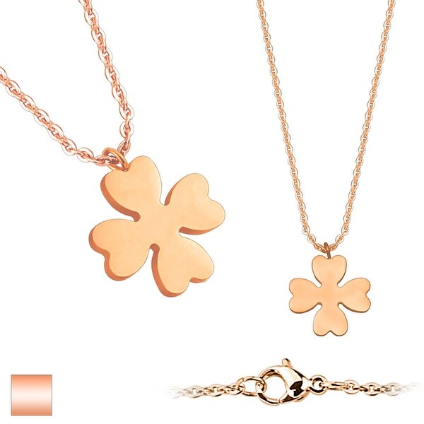 Four Leaf Clover Pendant on Rose Gold 316L Stainless Steel Pendant with Chain (1.5 mm) - 20 in