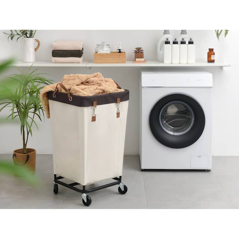 Large Laundry Hamper with Wheels, 160L Canvas Laundry Basket for Hotel, Home, Closet, Dorm