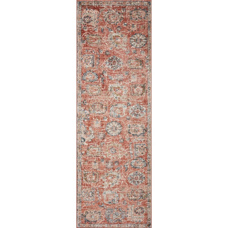 Alexander Home Valeria Boho Botanical Distressed Area Rug - 2'-7" x 12' Runner