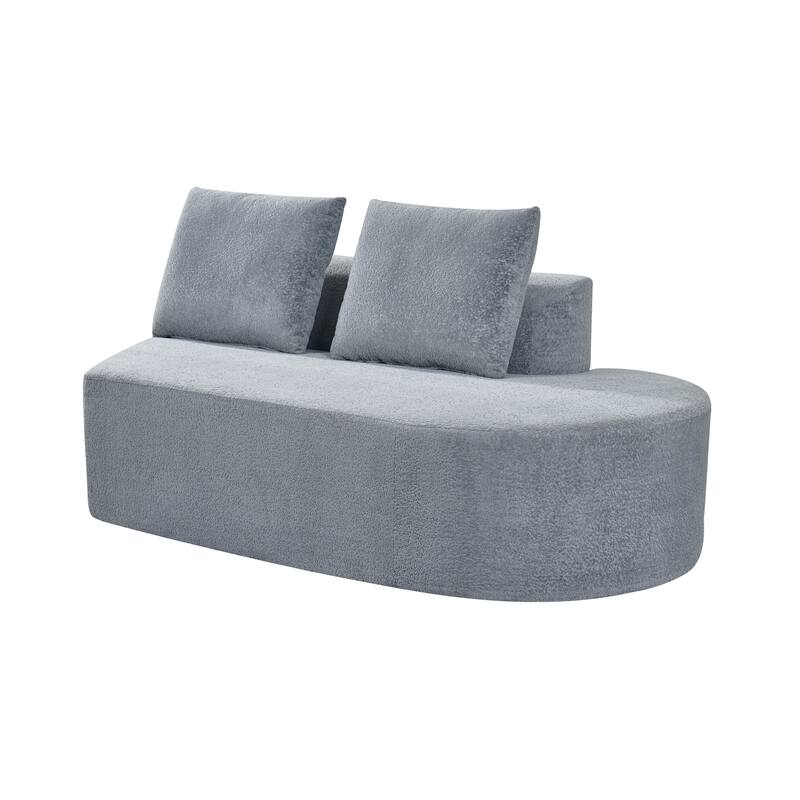 116" Pearl Upholstery Curved Sectional Sofa with Chaise Lounge, High-Density Compressed Sponge Design