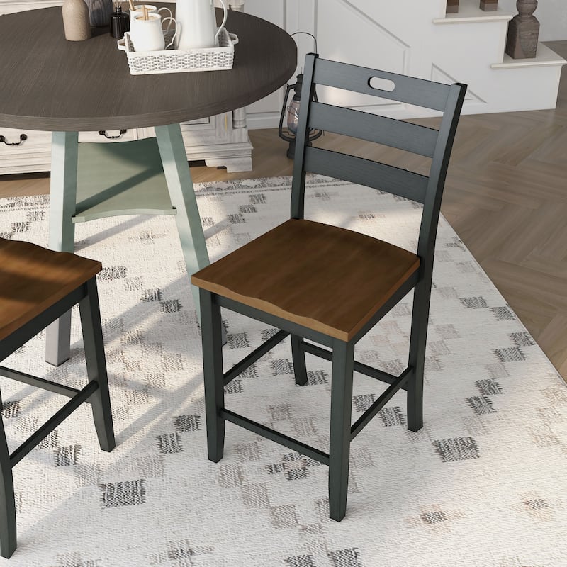 Jonah Farmhouse Wood Ladder Back Counter Height Chairs by Furniture of America (Set of 2)