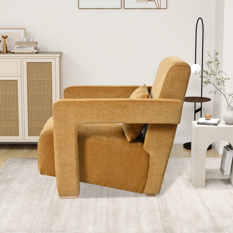 Upholstered Accent Chair With Pillows And Sturdy Wooden Legs, Armchair For Living Room Office,Bedroom