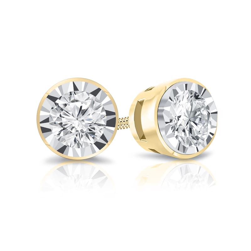 Auriya 1/5ctw Bezel-set Diamond Stud Earrings 14k Gold