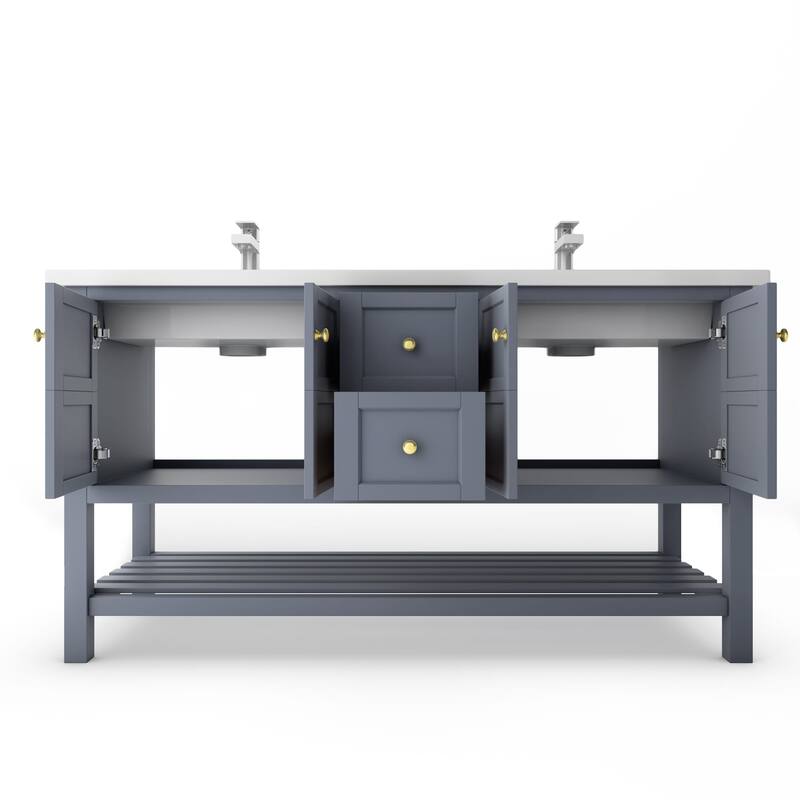 Alicia 60" Bathroom Vanity Set - White Top