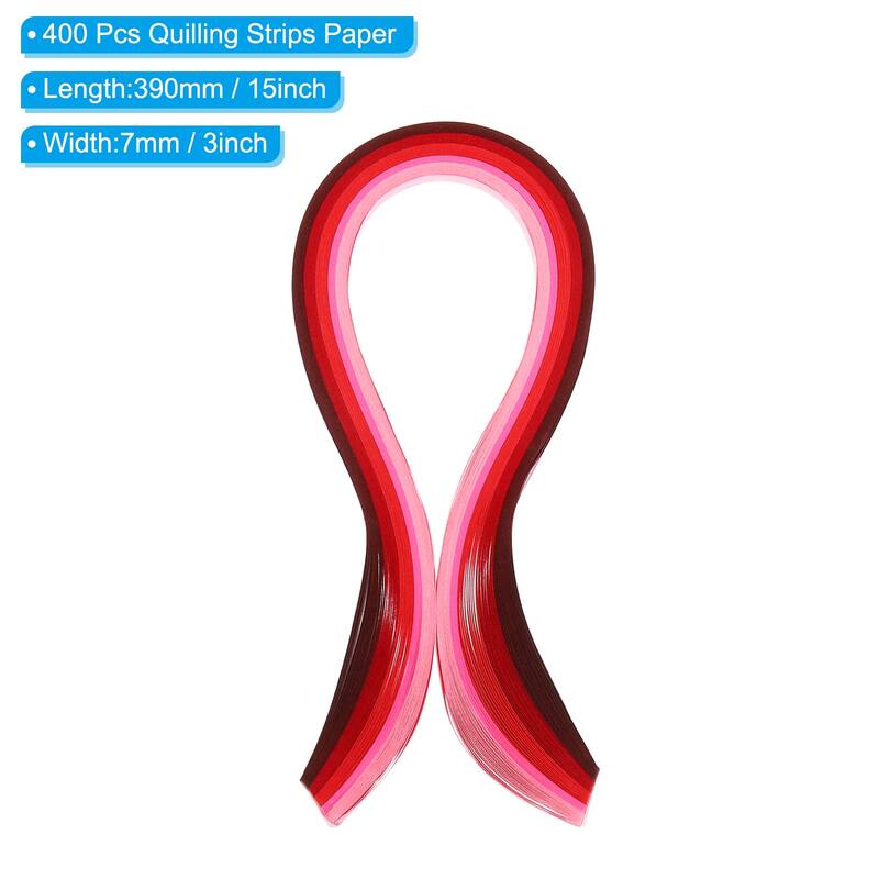 400 Pcs 390 x 7mm Rainbow Quilling Strips Paper - Gradient Red