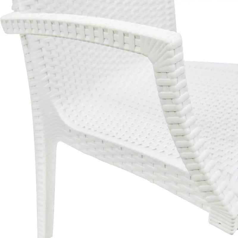 Mace Polypropylene Stackable Armrest Patio Dining Chair with Woven Design for Outdoor Dining Patio Indoor Gatherings