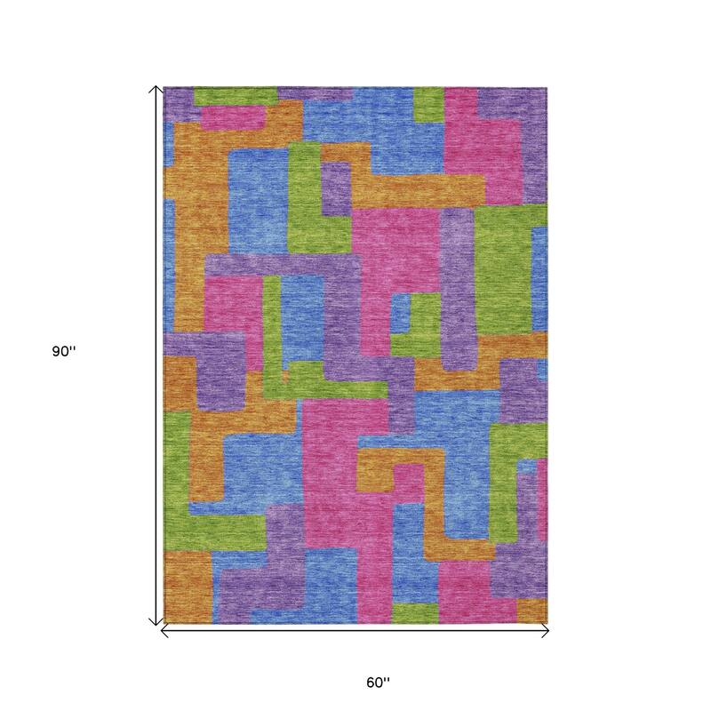 HomeRoots Abstract Transitional Rectangle Outdoor Rug