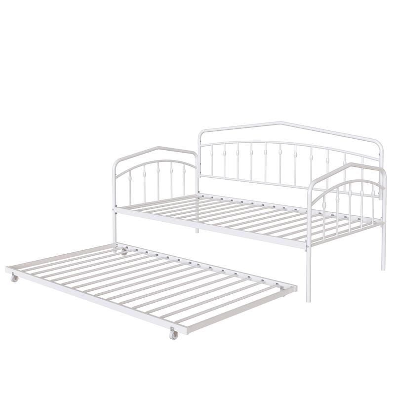 Calantha Modern Metal Twin Size Daybed with Trundle Space-Saving Sofa Bed by Christopher Knight Home