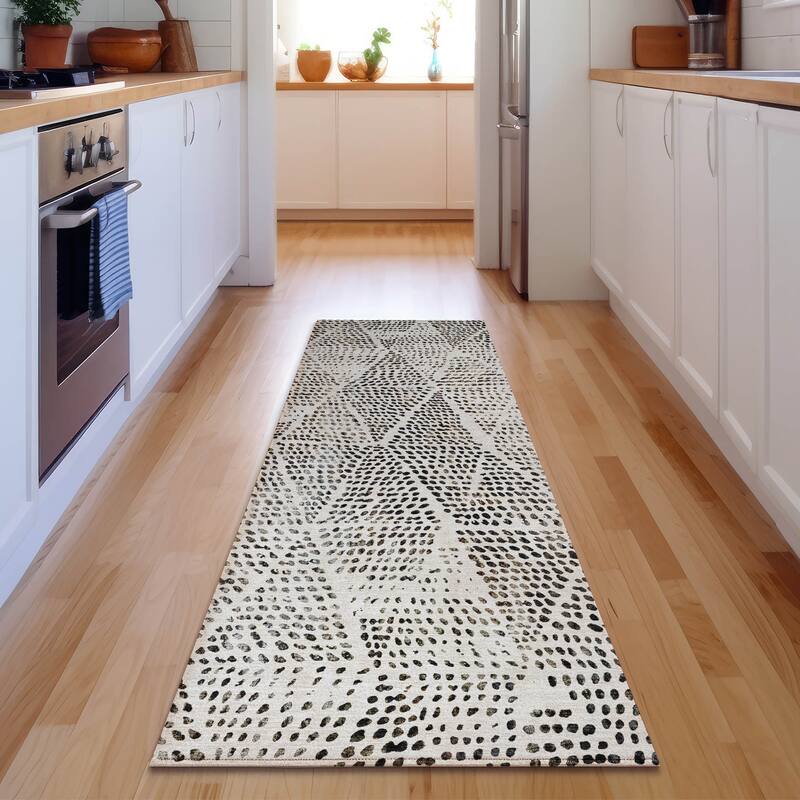 Premium Washable Super Soft Diamond Modern Mayfield Rug - Ivory - 2' 3" x 7' 6" - Runner