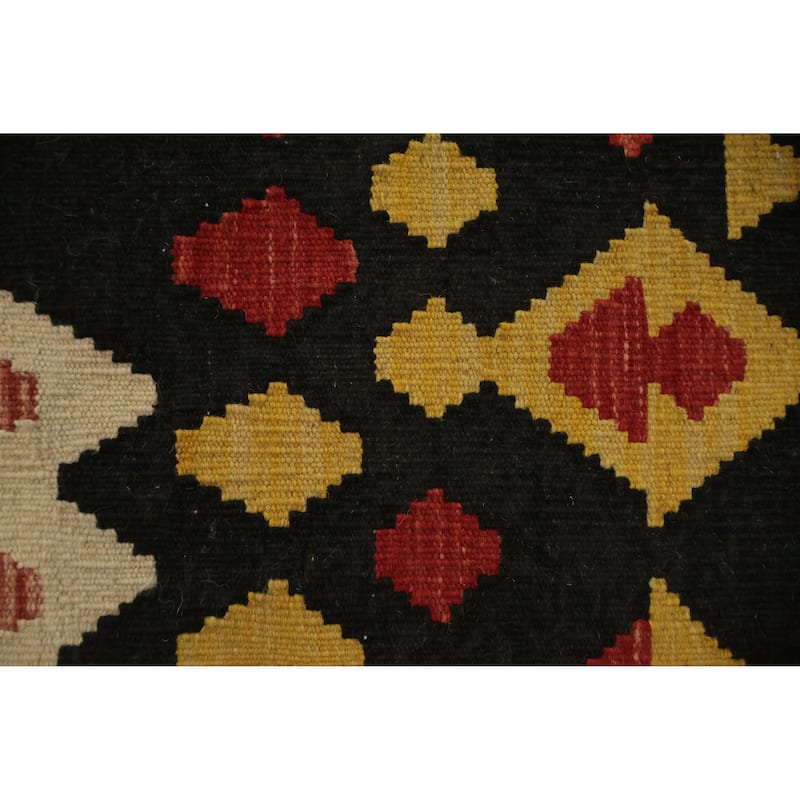 Hand Woven Oriental 100% Wool Carpet Southwestern Tribal Green Kilim Area Rug - 14' 10'' X 6' 9''