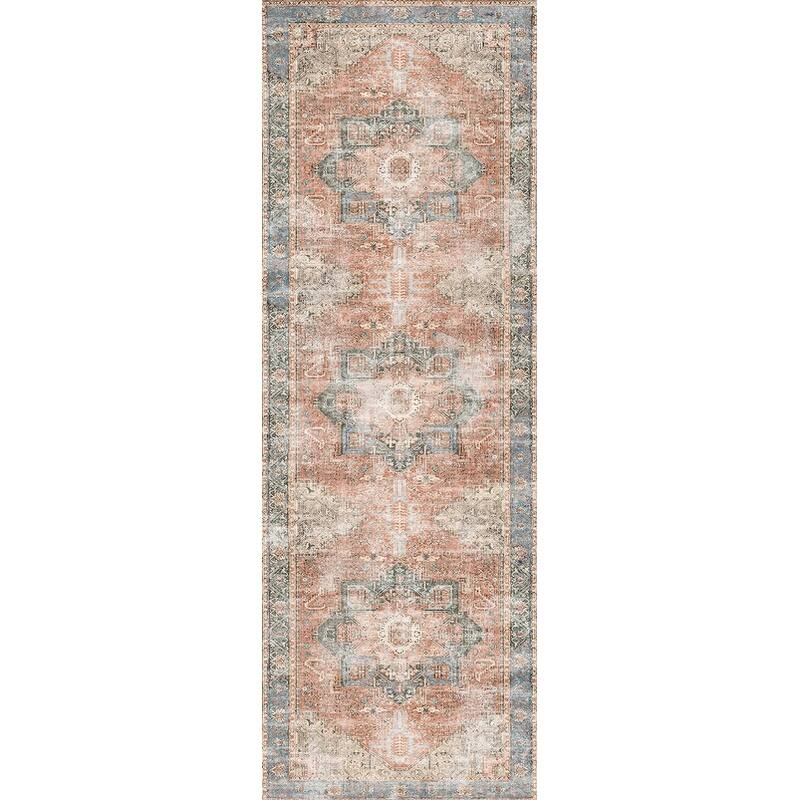 The Rug Collective Vintage Cezanne Terracotta Sky Machine Washable Area