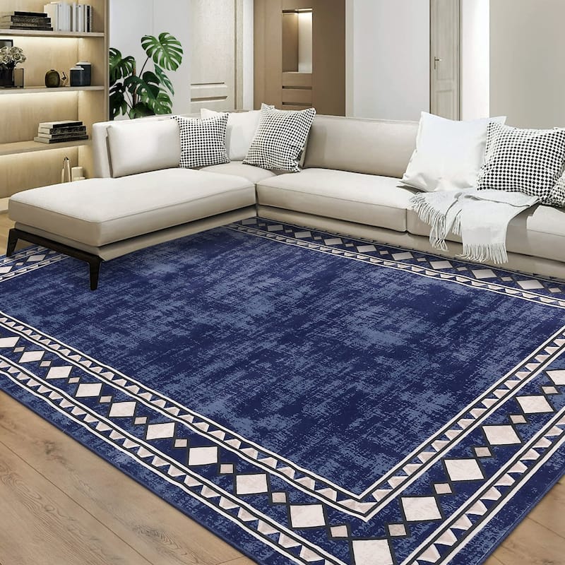 Garvee Machine Washable Rug Modern Bordered Area Rugs